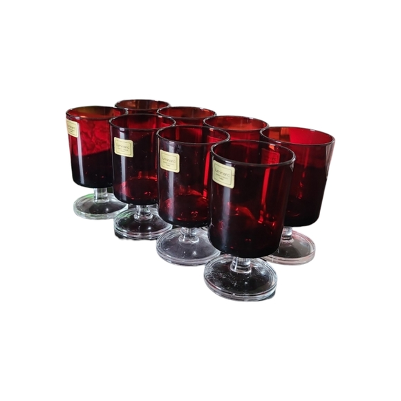 Vintage Luminarc Arcoroc France Ruby Red Stemmed Glass Goblet 4" - Picture 4 of 9